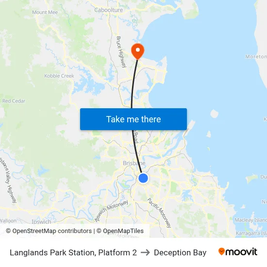 Langlands Park Station, Platform 2 to Deception Bay map