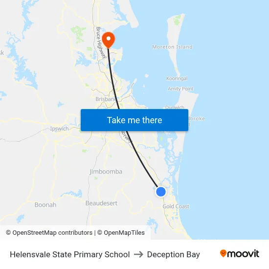 Helensvale State Primary School to Deception Bay map