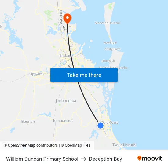 William Duncan Primary School to Deception Bay map