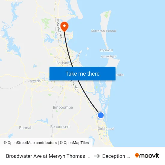 Broadwater Ave at Mervyn Thomas Drive to Deception Bay map