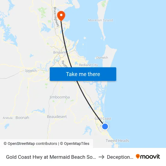Gold Coast Hwy at Mermaid Beach South Station to Deception Bay map