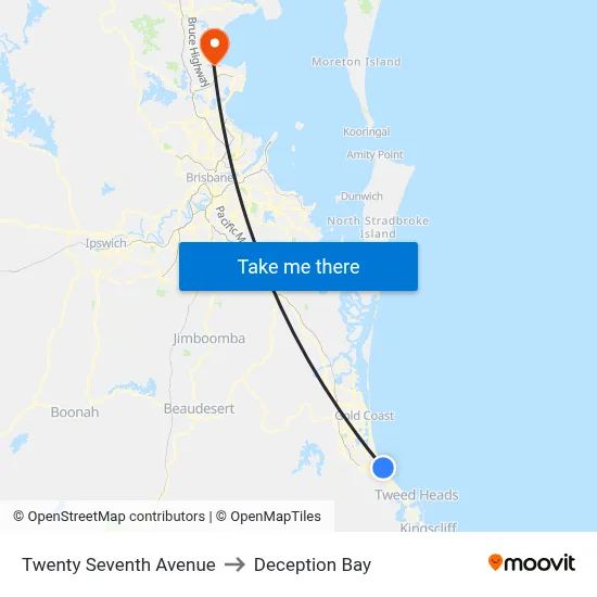 Twenty Seventh Avenue to Deception Bay map