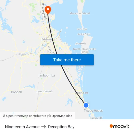 Nineteenth Avenue to Deception Bay map