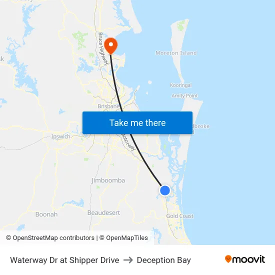 Waterway Dr at Shipper Drive to Deception Bay map