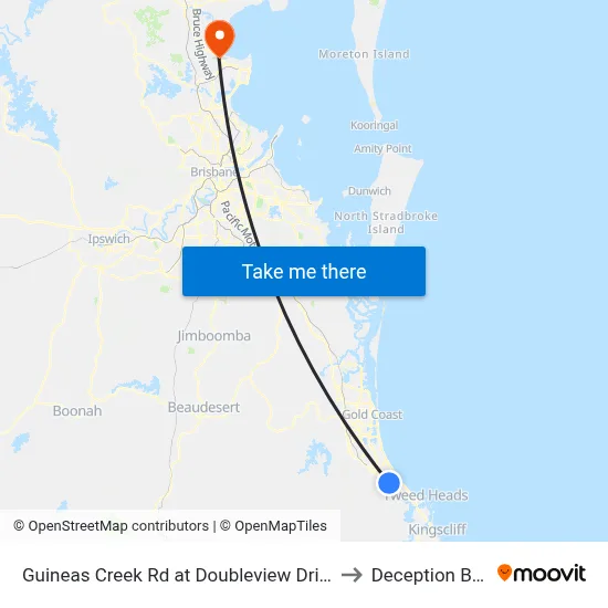 Guineas Creek Rd at Doubleview Drive to Deception Bay map