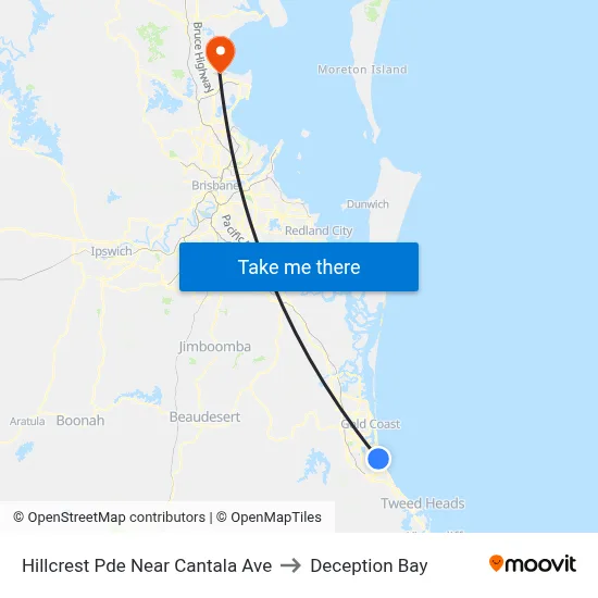 Hillcrest Pde Near Cantala Ave to Deception Bay map