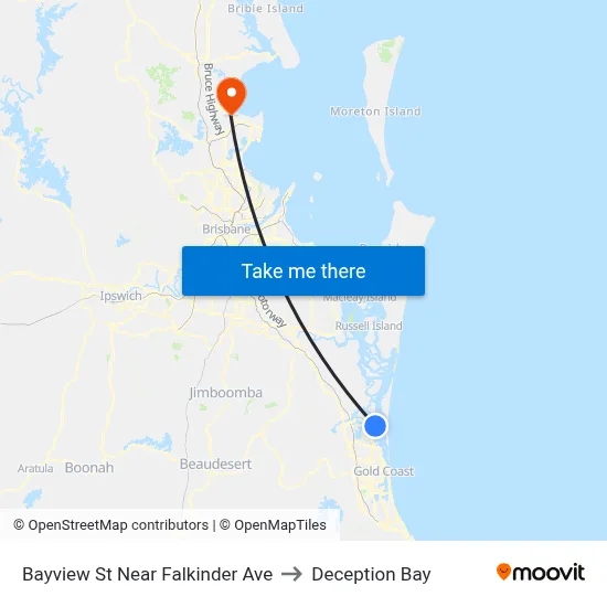 Bayview St Near Falkinder Ave to Deception Bay map