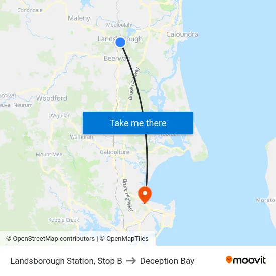 Landsborough Station, Stop B to Deception Bay map