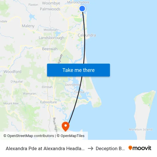 Alexandra Pde at Alexandra Headland to Deception Bay map