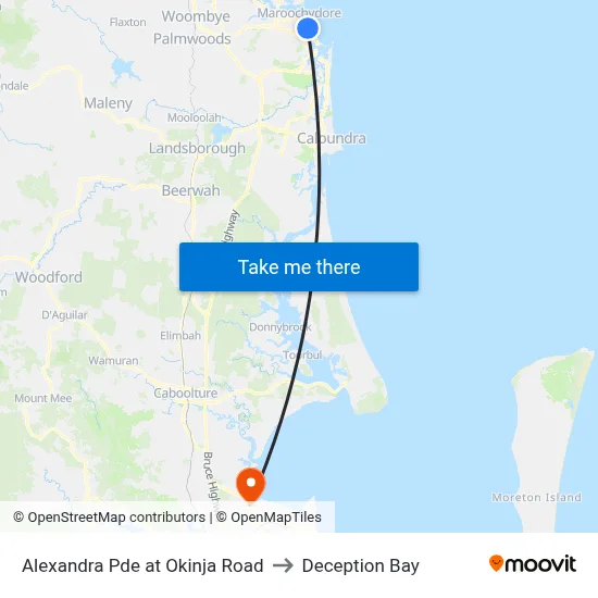 Alexandra Pde at Okinja Road to Deception Bay map