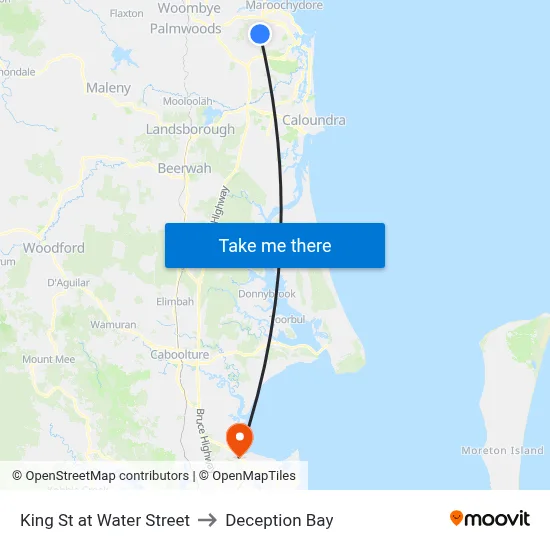 King St at Water Street to Deception Bay map