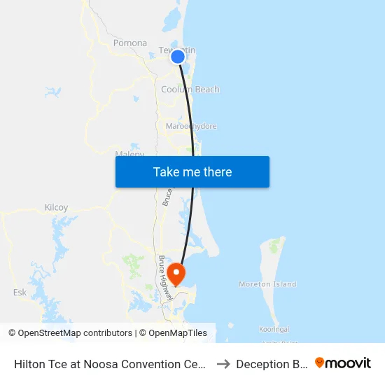 Hilton Tce at Noosa Convention Centre to Deception Bay map