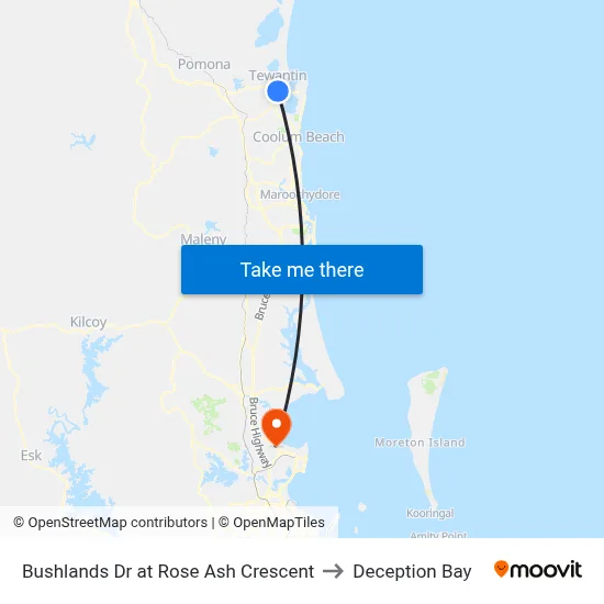Bushlands Dr at Rose Ash Crescent to Deception Bay map