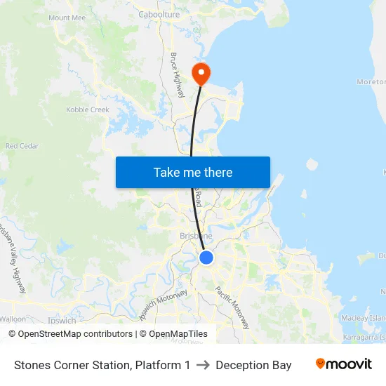 Stones Corner Station, Platform 1 to Deception Bay map