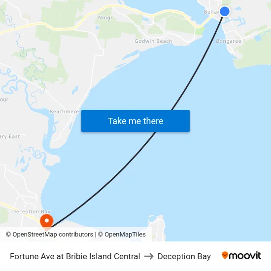 Fortune Ave at Bribie Island Central to Deception Bay map