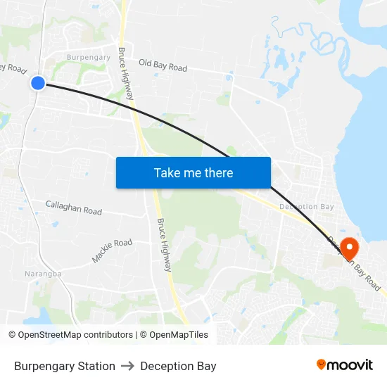 Burpengary Station to Deception Bay map