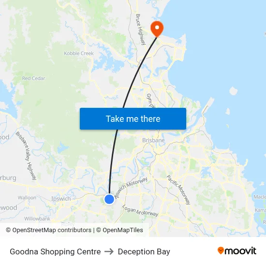 Goodna Shopping Centre to Deception Bay map
