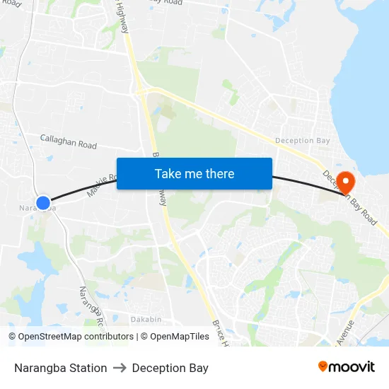 Narangba Station to Deception Bay map