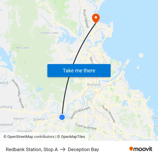 Redbank Station, Stop A to Deception Bay map