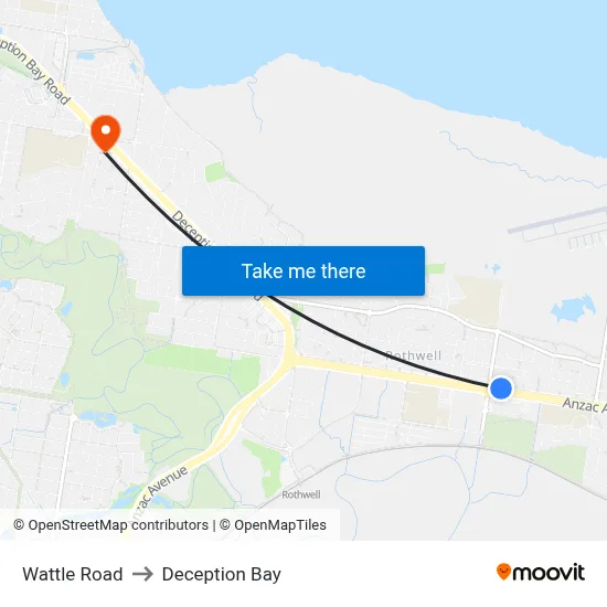 Wattle Road to Deception Bay map