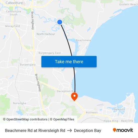 Beachmere Rd at Riversleigh Rd to Deception Bay map