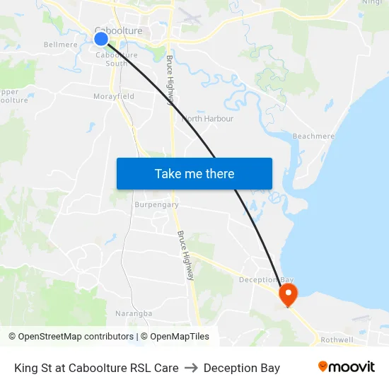 King St at Caboolture RSL Care to Deception Bay map