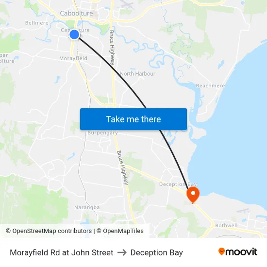 Morayfield Rd at John Street to Deception Bay map