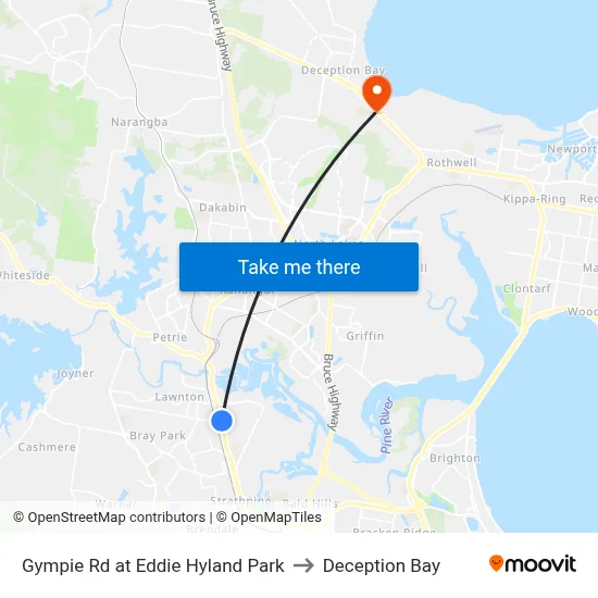 Gympie Rd at Eddie Hyland Park to Deception Bay map