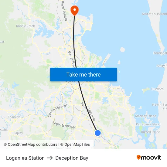 Loganlea Station to Deception Bay map