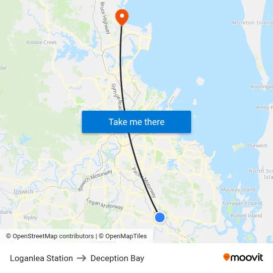 Loganlea Station to Deception Bay map