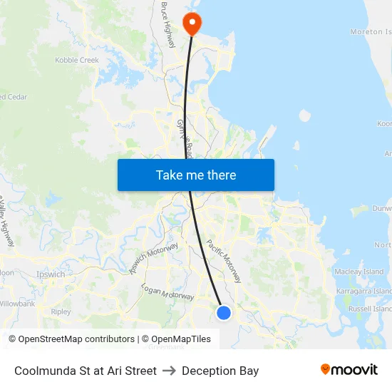 Coolmunda St at Ari Street to Deception Bay map