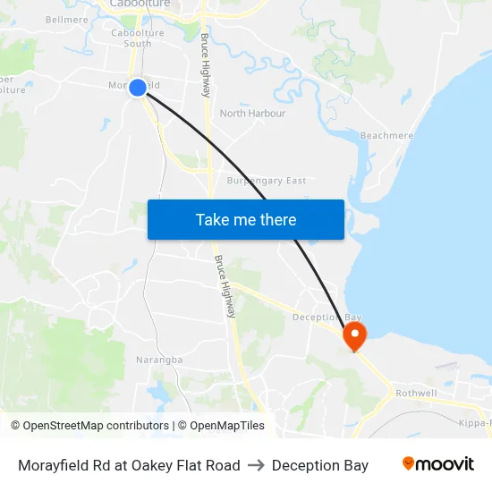 Morayfield Rd at Oakey Flat Road to Deception Bay map