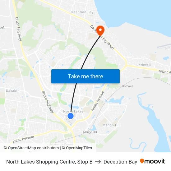 North Lakes Shopping Centre, Stop B to Deception Bay map