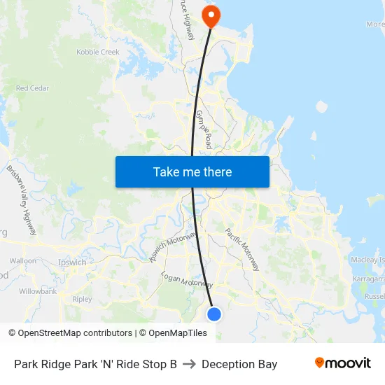 Park Ridge Park 'N' Ride Stop B to Deception Bay map
