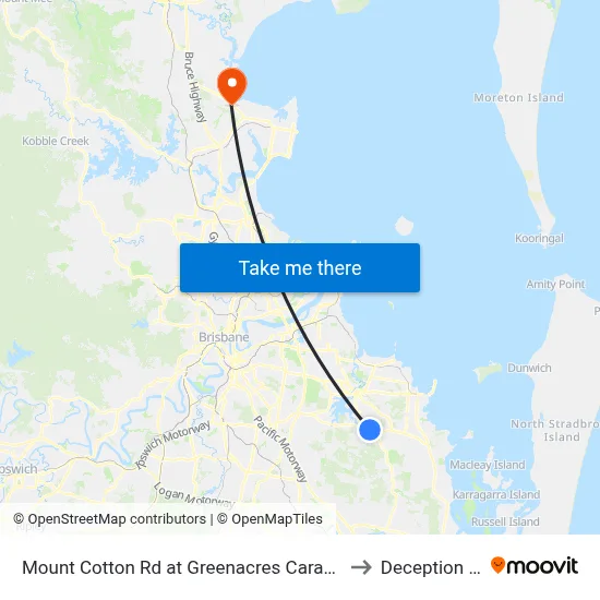Mount Cotton Rd at Greenacres Caravan Park to Deception Bay map