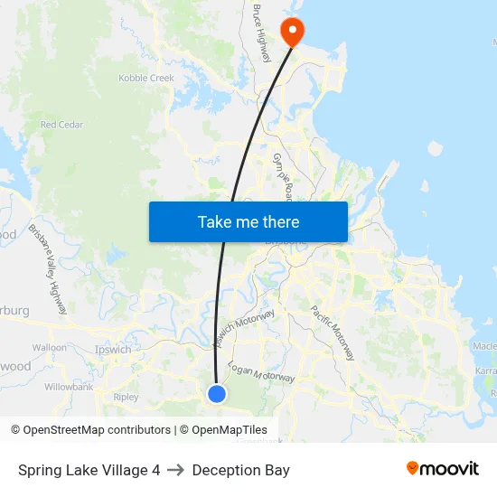 Spring Lake Village 4 to Deception Bay map