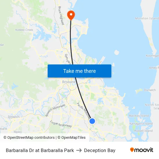 Barbaralla Dr at Barbaralla Park to Deception Bay map