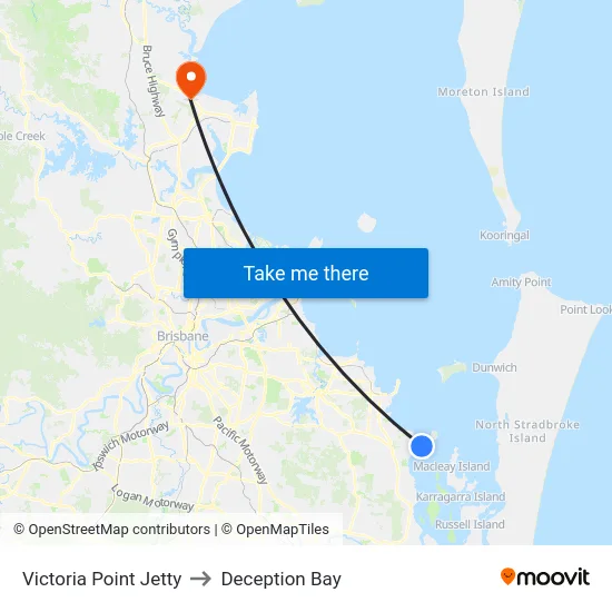 Victoria Point Jetty to Deception Bay map