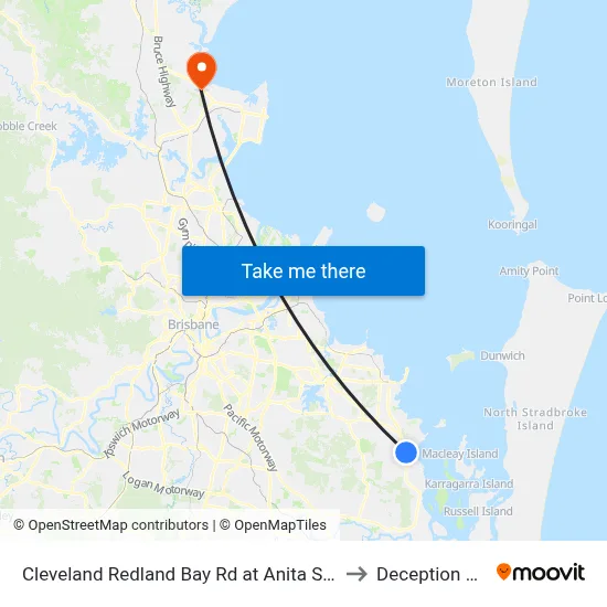 Cleveland Redland Bay Rd at Anita Street to Deception Bay map