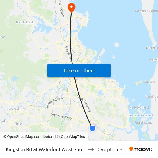 Kingston Rd at Waterford West Shops to Deception Bay map