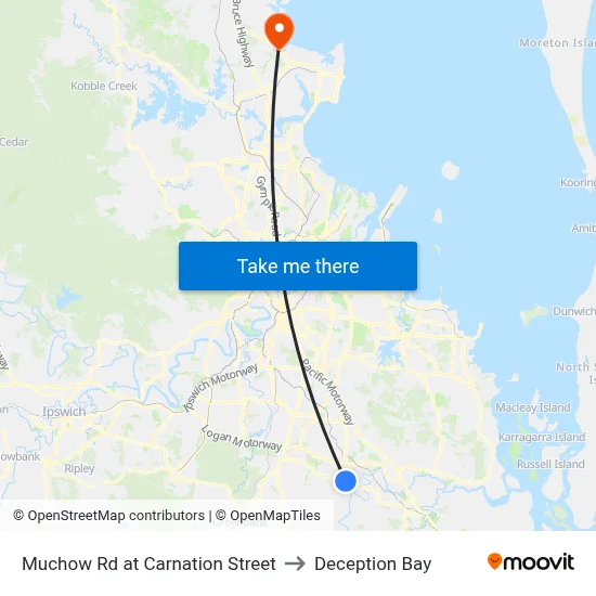 Muchow Rd at Carnation Street to Deception Bay map