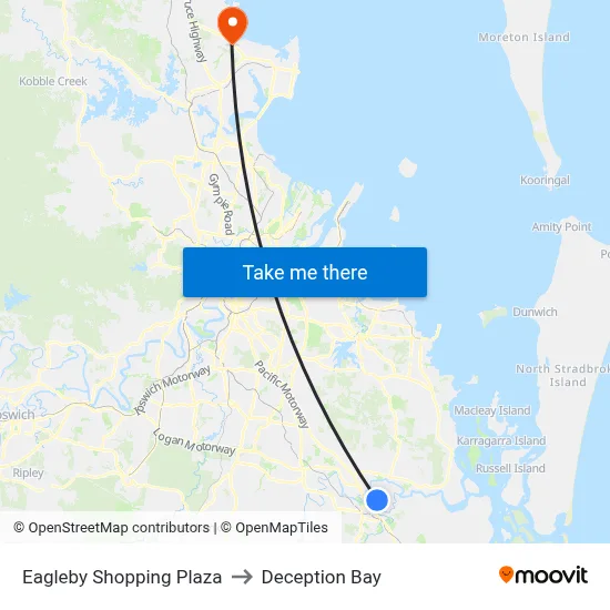 Eagleby Shopping Plaza to Deception Bay map