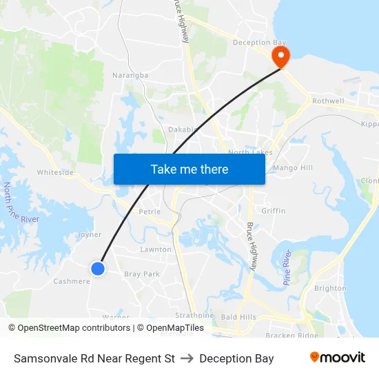 Samsonvale Rd Near Regent St to Deception Bay map