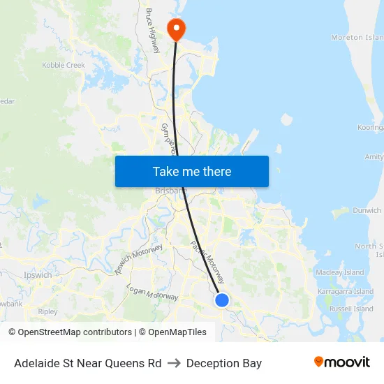 Adelaide St Near Queens Rd to Deception Bay map