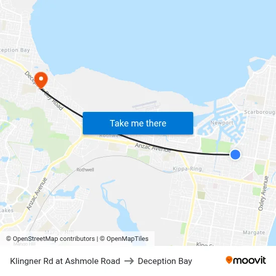 Klingner Rd at Ashmole Road to Deception Bay map