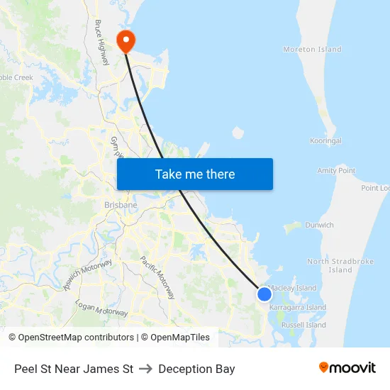 Peel St Near James St to Deception Bay map