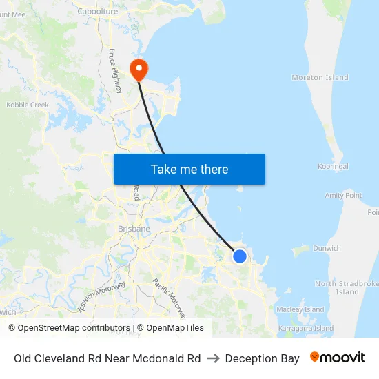 Old Cleveland Rd Near Mcdonald Rd to Deception Bay map
