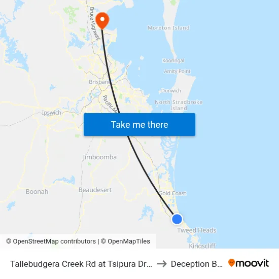 Tallebudgera Creek Rd at Tsipura Drive to Deception Bay map
