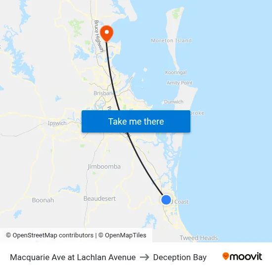 Macquarie Ave at Lachlan Avenue to Deception Bay map