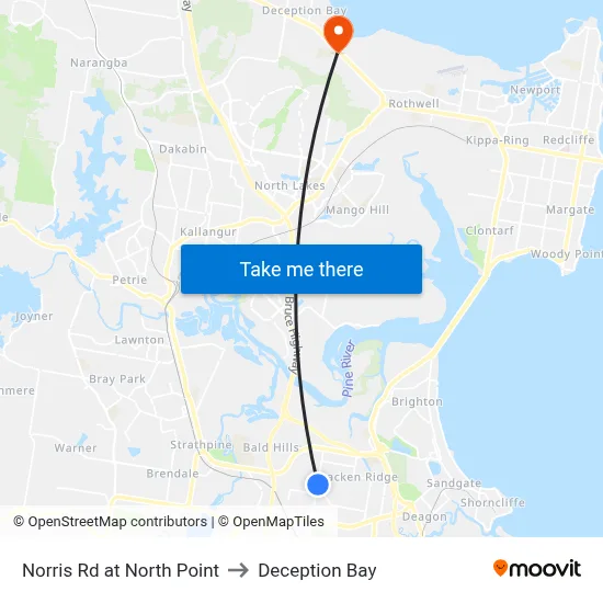 Norris Rd at North Point to Deception Bay map